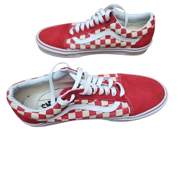 Vans Red and White Checkered Athletic Shoes - Picture 5 of 6